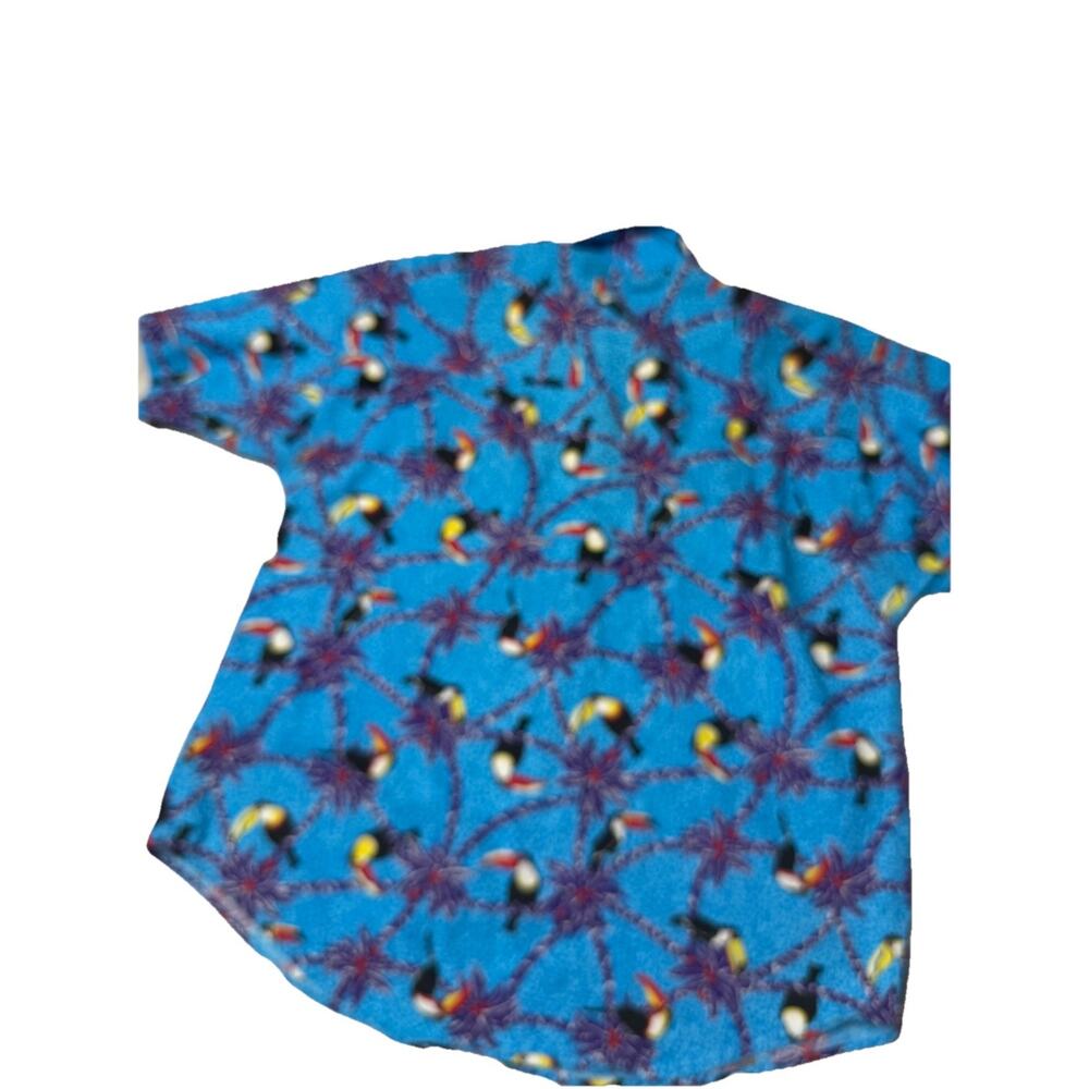 Vintage MAXX FM Shirt Mens Medium Short Sleeve Blue Tucan Hawaiian USA 90s AD16 - Picture 3 of 3